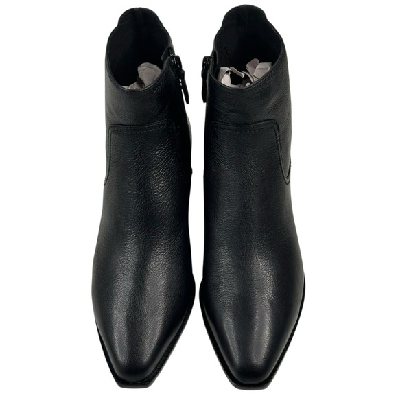 COLE HAAN Naia Black Leather Ankle Boots Womens Size 8.5B Side Zip New $200 G - Picture 2 of 13
